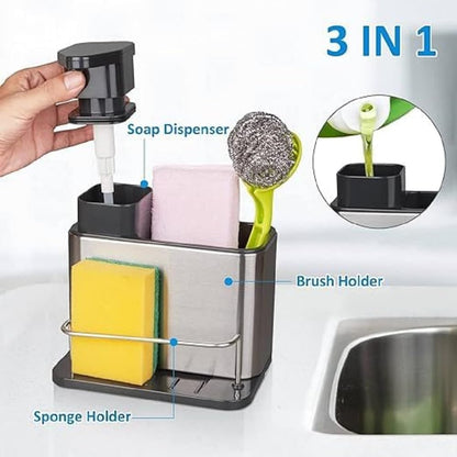 FreshTrio Kitchen Pure Stainless Steel 3-in-1 Sink Soap Dispenser