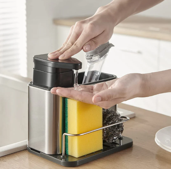 FreshTrio Kitchen Pure Stainless Steel 3-in-1 Sink Soap Dispenser
